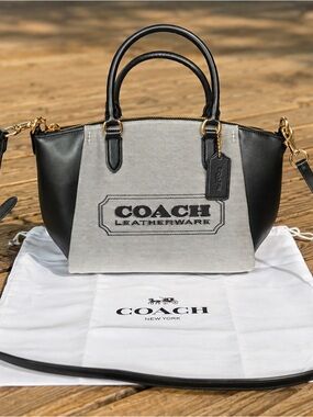 NWT Coach Leatherware Canvas & Leather Satchel Crossbody | Dust Bag Included